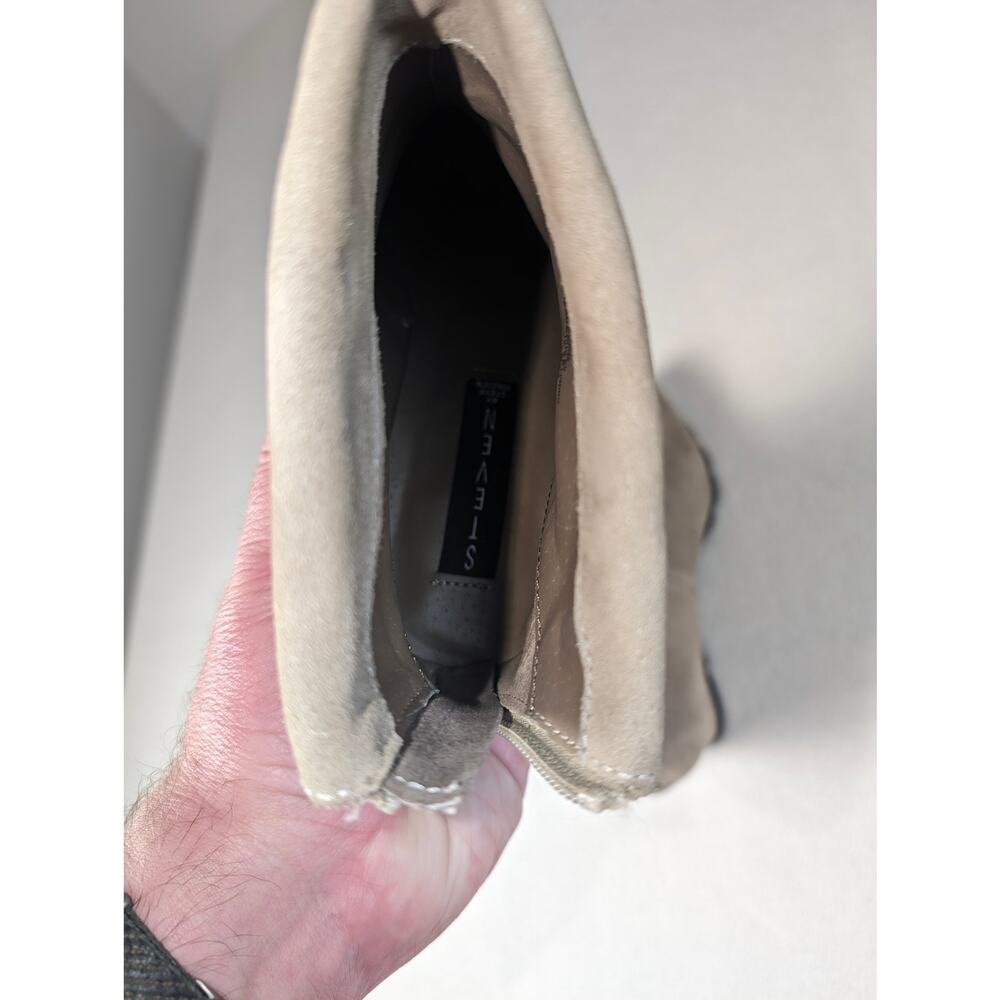 Steven by Steve Madden Boot  Berkli Suede Taupe‎ Wedge Size 8.5 Bootie Back zip - Picture 9 of 9